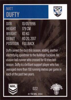 2022 NRL Elite #022 Matt Dufty Back